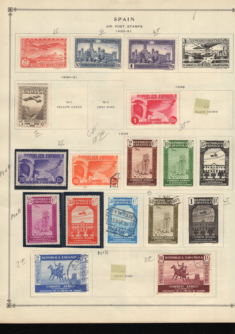 Spain BoB, Airmail, Semi-Post,Malaga, Special Delivery, Stamp Lot, Approx Cat $741